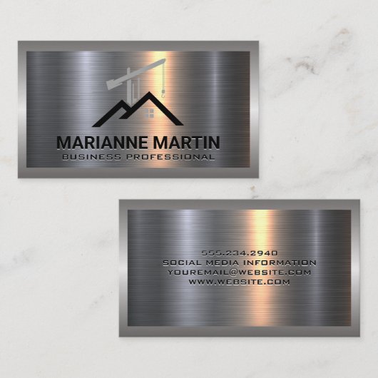 Constructie Bouw  | Metaal Geborsteld Visitekaartje (Voorkant / Achterkant)