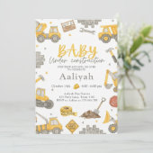 constructie bulldozer feest baby jongen shower kaart (Staand voorkant)