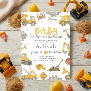 constructie bulldozer feest baby jongen shower kaart
