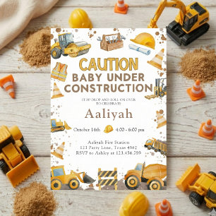 constructie bulldozer viering baby jongen shower kaart