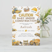 constructie bulldozer viering baby jongen shower kaart (Staand voorkant)