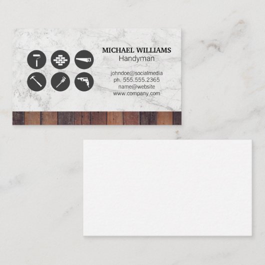 Constructie Carpenter Gereedschap Visitekaartje (Voorkant / Achterkant)
