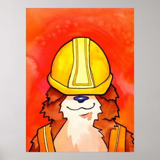 Constructie Corgi Waterverf Poster (Voorkant)