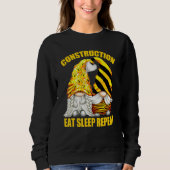 Constructie Eat Sleep Herhaling voor constructiewe Trui (Voorkant)