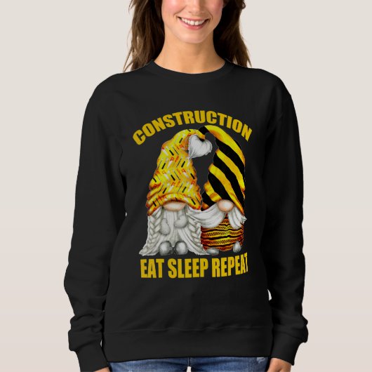 Constructie Eat Sleep Herhaling voor constructiewe Trui (Voorkant)