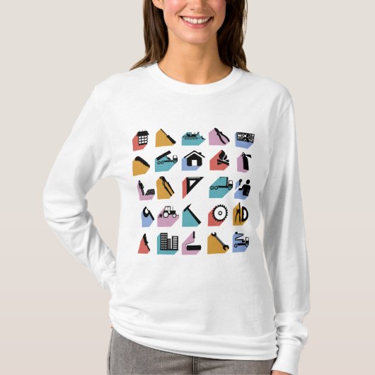 Constructie- en doe-het-zelf-icoontjes voor thuisv t-shirt (Voorkant)