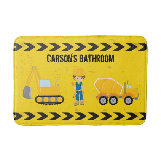 Constructie-excavator Aangepast Kinder geel Badmat (Voorkant)