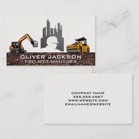 Constructie Gebouw Logo | Zware machines Visitekaartje (Voorkant / Achterkant)