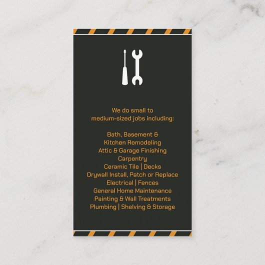 Constructie Handyman Visitekaartje (Achterkant)