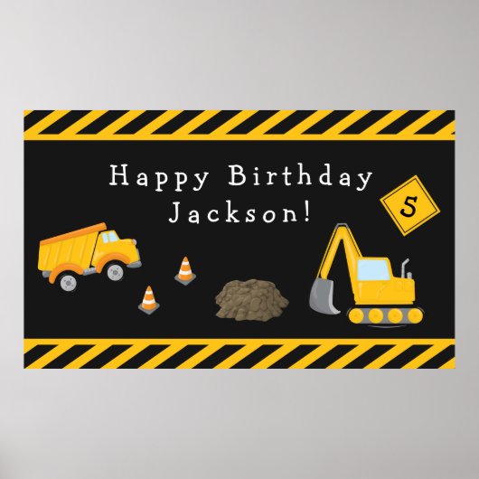 Constructie Happy Birthday met leeftijd Jongen Poster (Voorkant)
