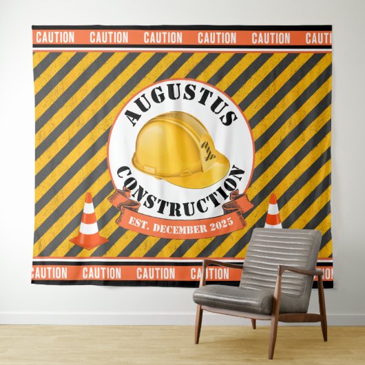 Constructie, hard Pet|Zwart en geel 1e verjaardag Wandkleed (In Situ (horizontaal))