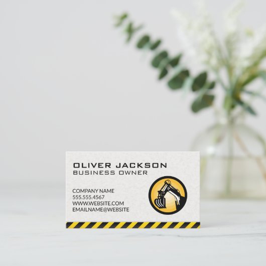 Constructie Icoon | Beton Achtergrond | Waarschuwi Visitekaartje (Staand voorkant)