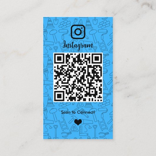 Constructie Instagram blauw | QR-code Visitekaartje (Achterkant)