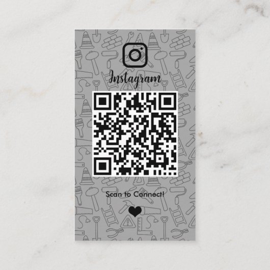 Constructie Instagram Grijs QR code Visitekaartje (Achterkant)