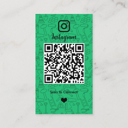 Constructie Instagram groen | QR-code Visitekaartje (Achterkant)