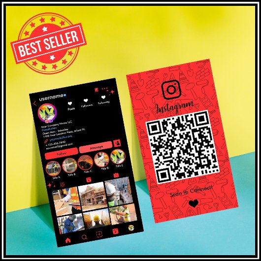 Constructie Instagram Rood | QR-code Visitekaartje