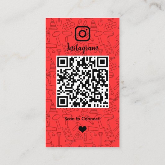 Constructie Instagram Rood | QR-code Visitekaartje (Achterkant)