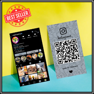 Constructie Instagram Stofblauw QR Code Visitekaartje