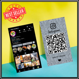 Constructie Instagram Stoffig Blauw QR-code Visitekaartje