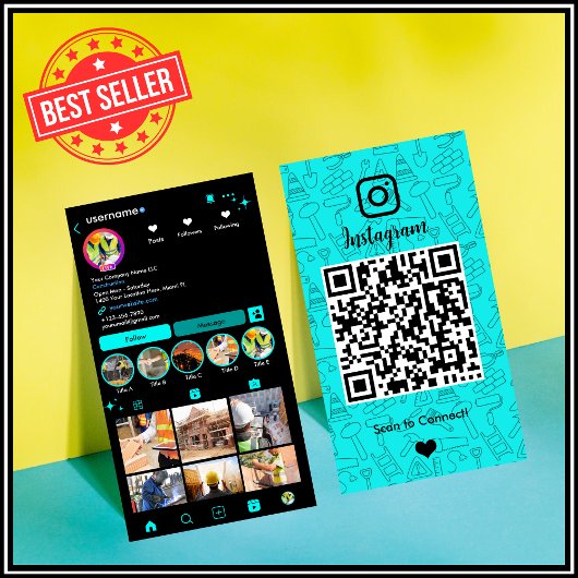 Constructie Instagram Turquoise | QR Code Visitekaartje