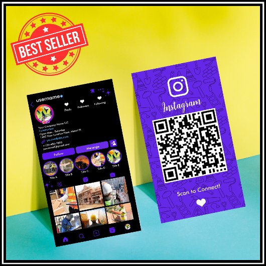 Constructie Instagram Violet QR-code Visitekaartje