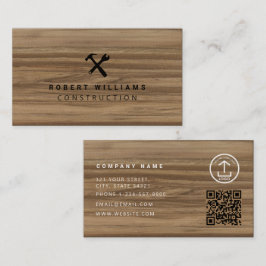 Constructie Klusjesman Gereedschap QR Code Hout Visitekaartje