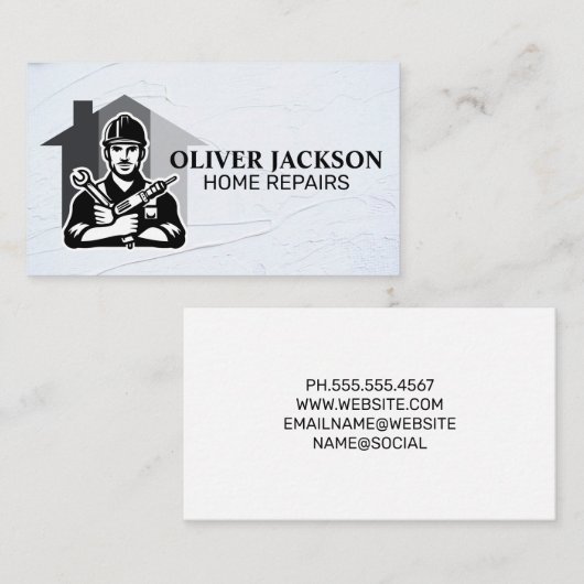 Constructie | Klusjesman Reparateur Logo Visitekaartje (Voorkant / Achterkant)