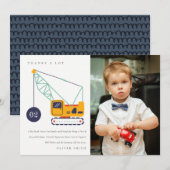 Constructie kraan voertuig foto elke leeftijd verj bedankkaart (Voorkant / Achterkant)