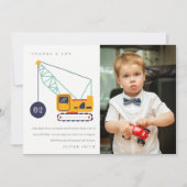 Constructie Kraan Voertuig Foto Verjaardag Elke Le Bedankkaart (Voorkant)