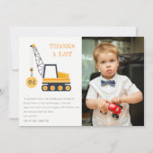 Constructie kraan voertuig foto voor elke verjaard bedankkaart (Voorkant)