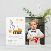 Constructie kraan voertuig foto voor elke verjaard bedankkaart (Staand voorkant)