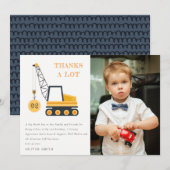 Constructie kraan voertuig foto voor elke verjaard bedankkaart (Voorkant / Achterkant)