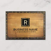 Constructie  Lederen Hout Monogram Visitekaartje (Voorkant)