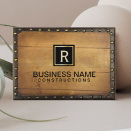 Constructie Lederen Hout Monogram Visitekaartje