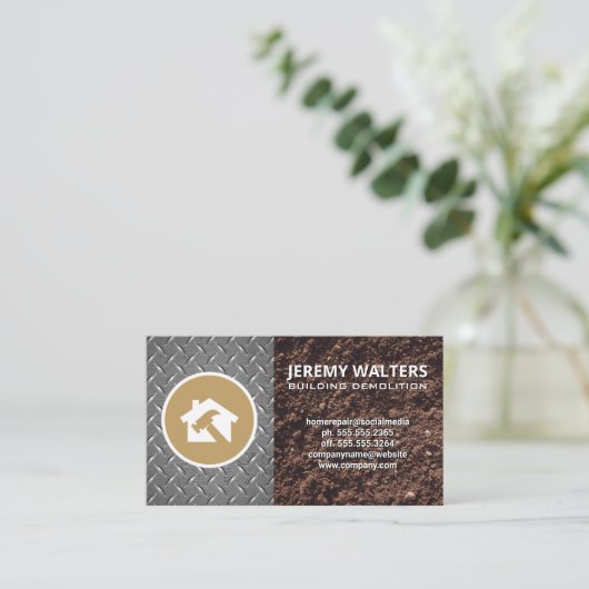 Constructie Logo | Grond Metaal Industrieel Visitekaartje (Staand voorkant)