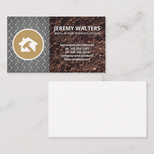 Constructie Logo | Grond Metaal Industrieel Visitekaartje (Voorkant / Achterkant)