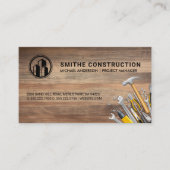 Constructie Logo | Handgereedschap | Houten Achter Visitekaartje (Voorkant)
