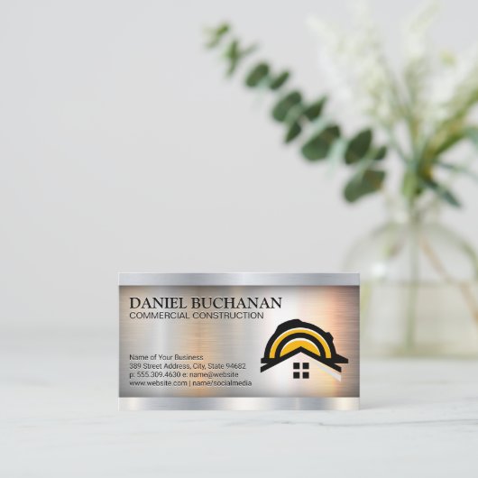 Constructie Logo | Metaalstaal Visitekaartje (Staand voorkant)