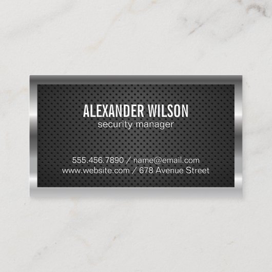 Constructie Logo | Metallic Geperforeerd Gaas  Visitekaartje (Achterkant)