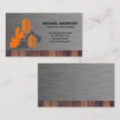 Constructie Logo | Metallic Houten Visitekaartje (Voorkant / Achterkant)