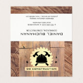 Constructie Logo | Zagen van houtmetaal Visitekaartje (Buitenkant ongevouwen)