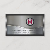 Constructie Metaal Geframeerd Monogram Zilver Meta Visitekaartje (Voorkant)