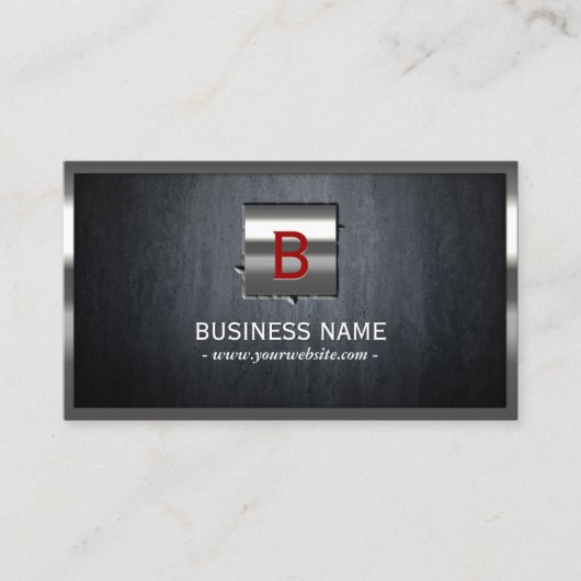 Constructie Metaal ingelijst Modern Monogram Visitekaartje (Voorkant)