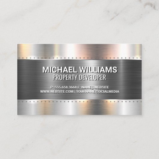 Constructie Metaal Klinknagels | Eigenschappen Log Visitekaartje (Achterkant)