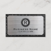 Constructie Metalen Toestel Monogram Modern Visitekaartje (Voorkant)