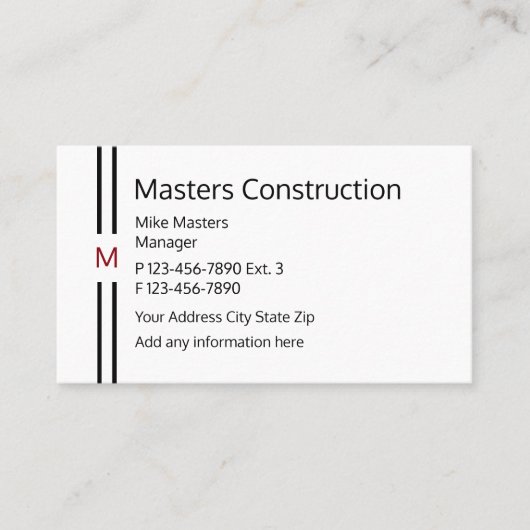 Constructie modern monogram ontwerp visitekaartje (Voorkant)