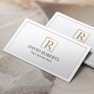 Constructie Monogram Gold Initiaal Elegant White Visitekaartje