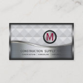 Constructie Monogram LOGO Zwart en Zilver Metaal Visitekaartje (Voorkant)