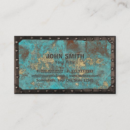 Constructie  monogram Turquoise Copper Visitekaartje (Achterkant)