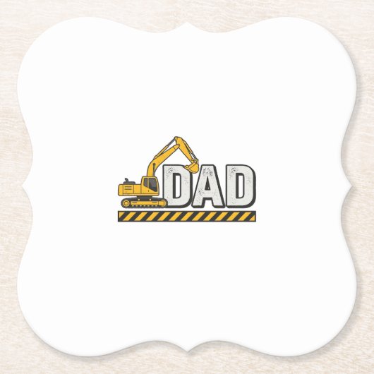 Constructie papa graafmachine vintage shirt ontwer kartonnen onderzetters (Voorkant)